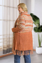 Maya PLUS FRINGE HEM AZTEC CARDIGAN
