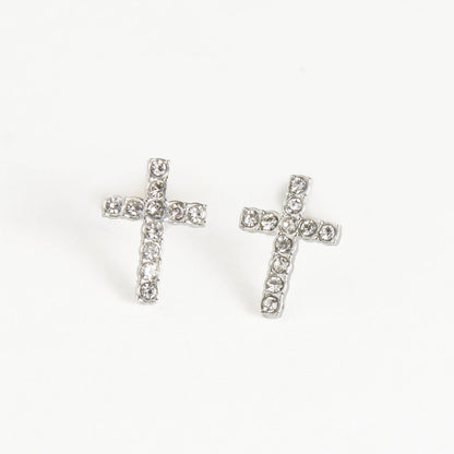 Howard's - Waterproof Earrings Pave Cross Stud Gold & Steel Narelle