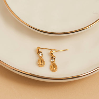 Howard's - Waterproof Earrings Teardrop Dangle Drop 18K Gold Finish