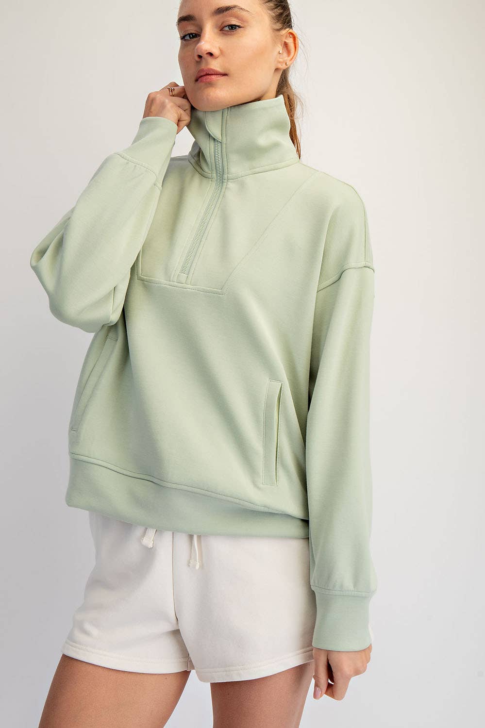 Rae Mode - MODAL SCUBA QUARTER ZIP FUNNEL NECK PULLOVER