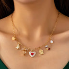 JOSSLYN by wall to wall - Christmas Holiday Charm Paperclip Necklace | 80N93399