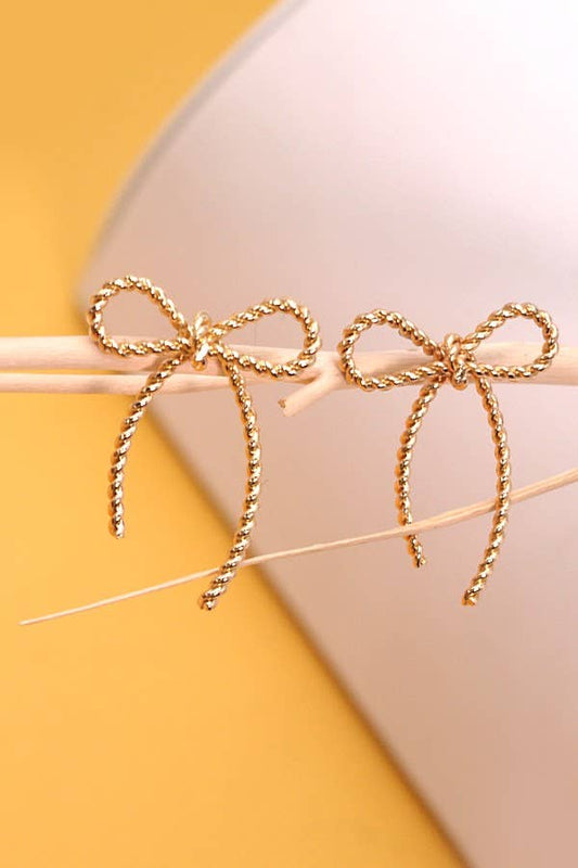 ROPE BOW DESIGN STUD EARRINGS |