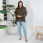 Young Threads - Front-Open Boho Shirt with Quilted Emb & Rayon Tiers