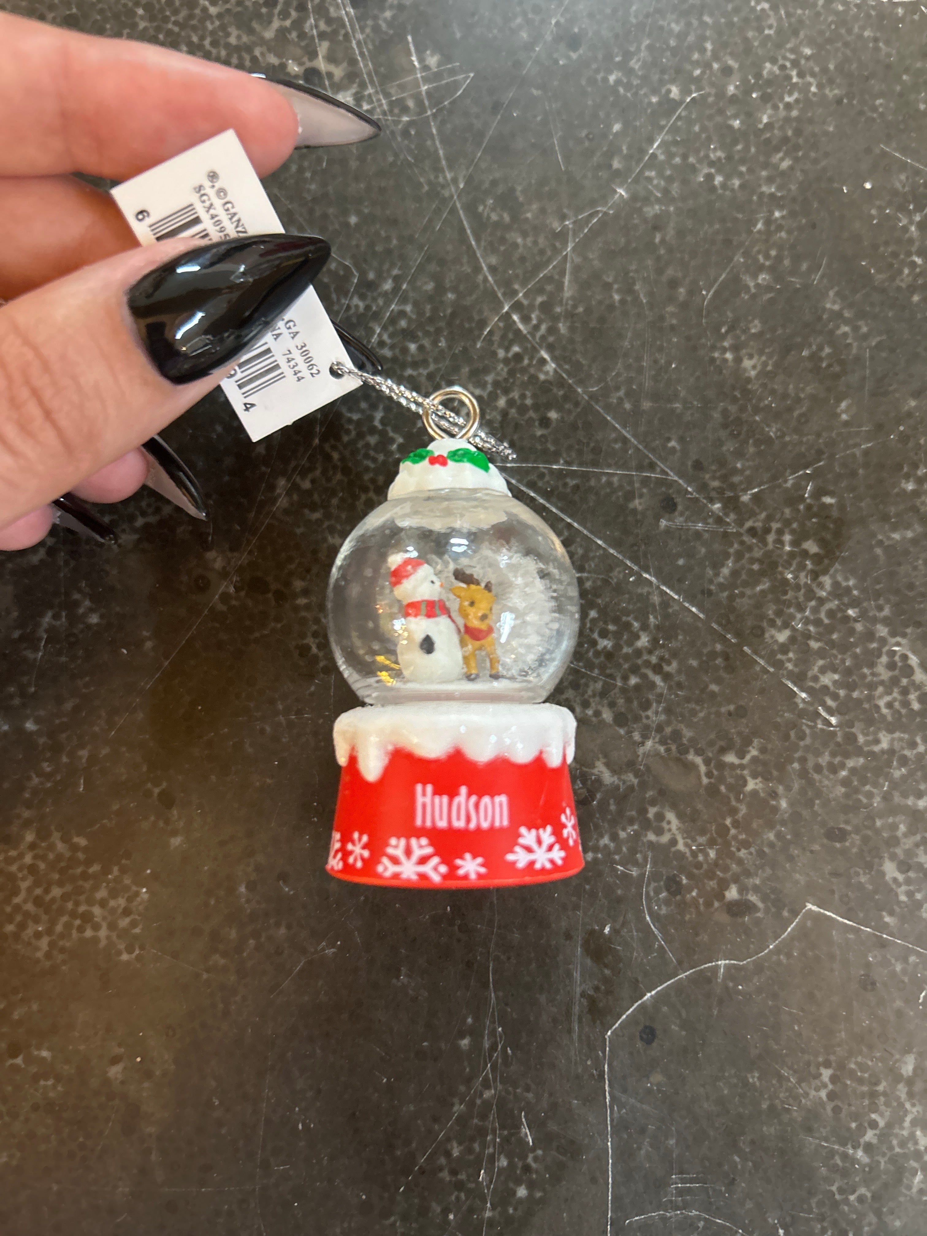 Hudson Mini Snow Globe Ornament