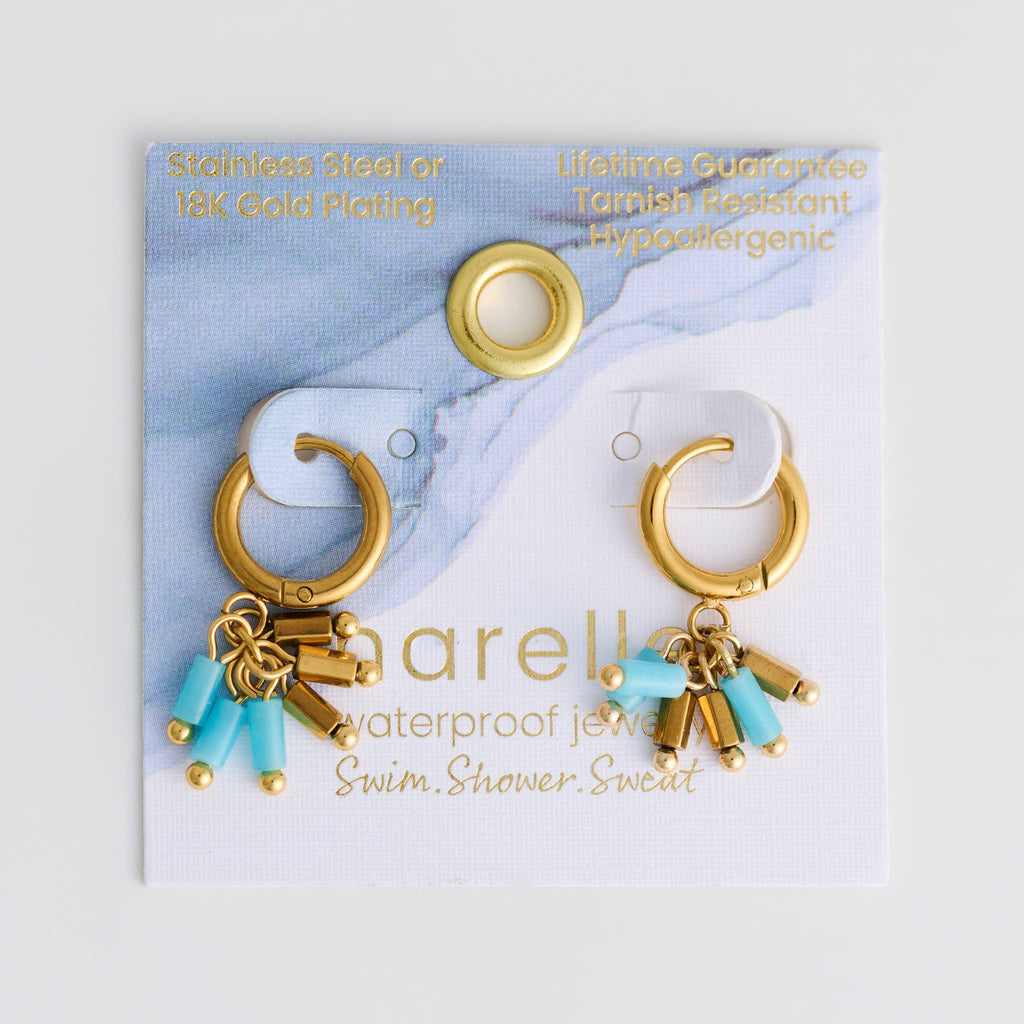 Howard's - Waterproof Earrings Hoop Kyanite Beaded Narelle Gold