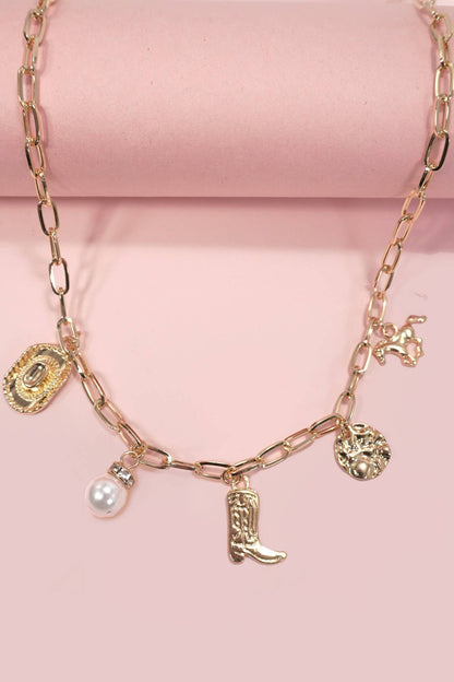 WESTERN BOOT STAR HAT HORSESHOE CHARM NECKLACE |