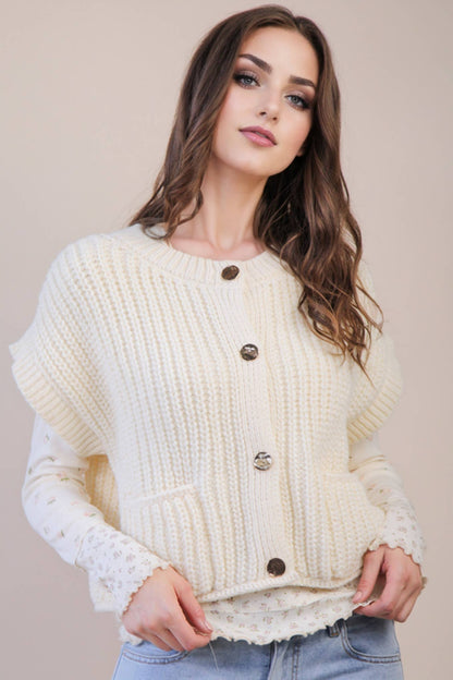 Oversized Button Down Knit Sweater Top