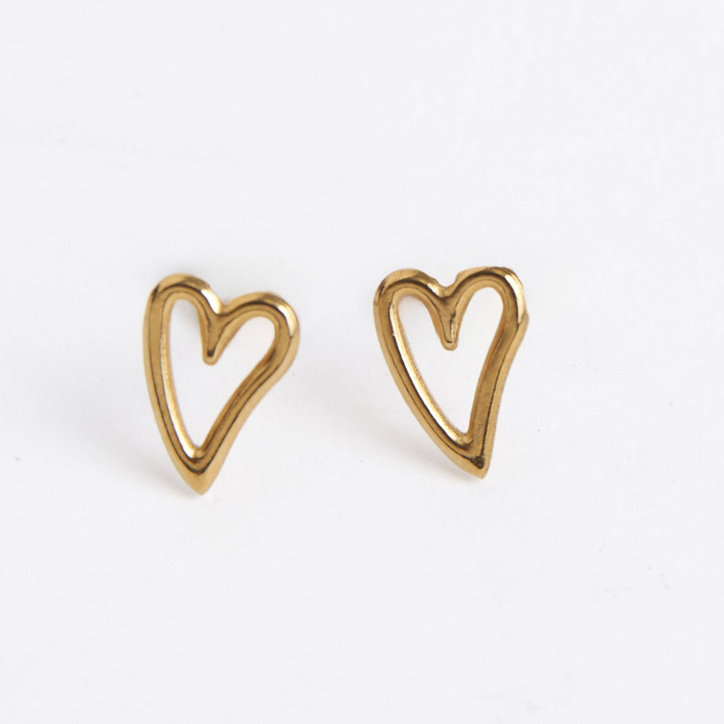 Howard's - Waterproof Earrings Heart Stud in Gold & Stainless Steel