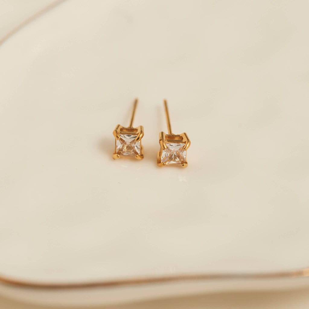 Howard's - Waterproof Earrings 5mm Square Cubic Zirconia Stud Narelle