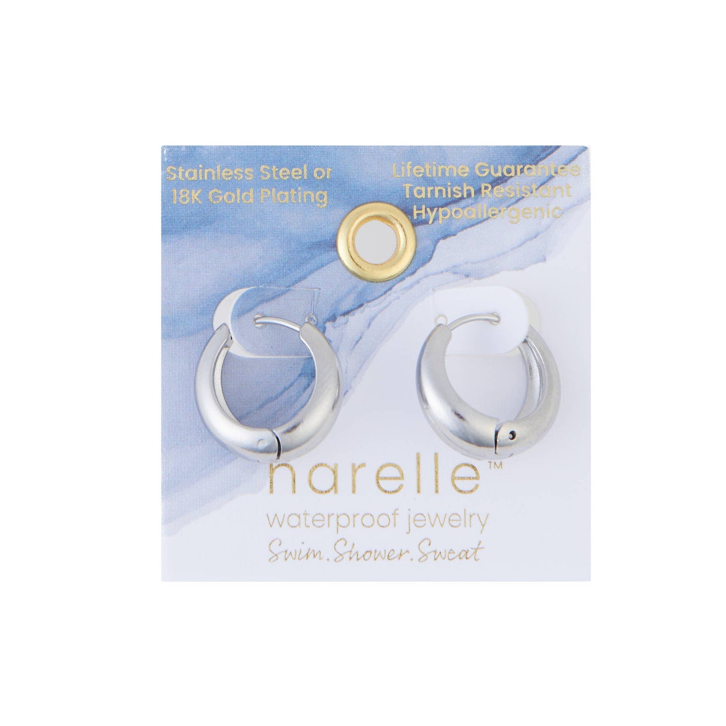 Howard's - Waterproof Earrings Graduated Hoop in Gold & Steel Narelle