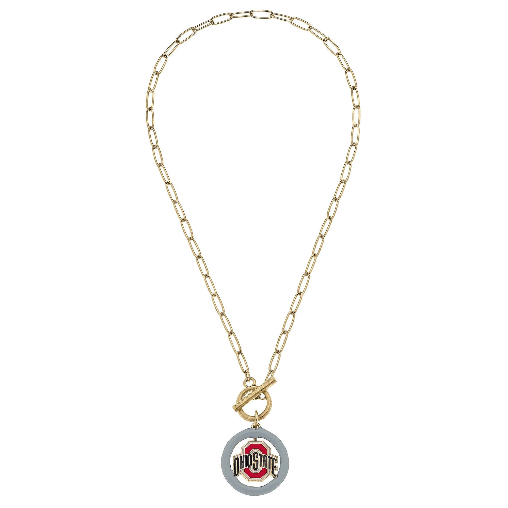 Canvas Style - Ohio State Buckeyes Logo Enamel T-Bar Necklace