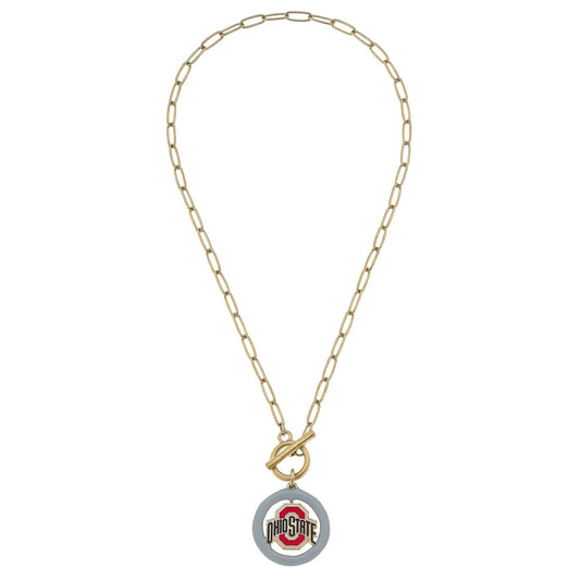 Canvas Style - Ohio State Buckeyes Logo Enamel T-Bar Necklace