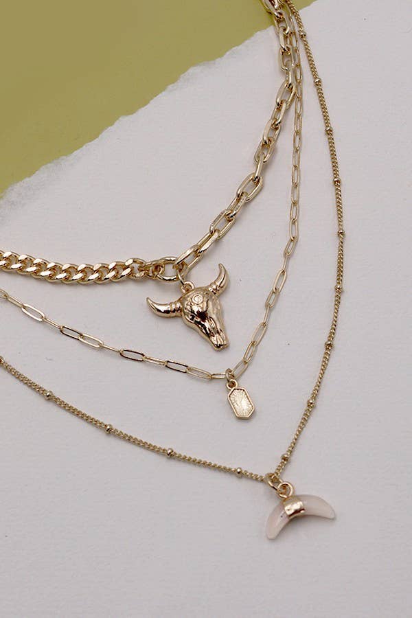 JOSSLYN by wall to wall - BULL HORN MULTI LAYER NECKLACE | 80N243