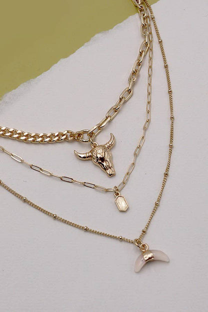 JOSSLYN by wall to wall - BULL HORN MULTI LAYER NECKLACE | 80N243