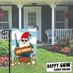 Happy Cow Lawn Decor - Gnome Go Away Garden Flag Outdoor Welcome Flag for Lawn