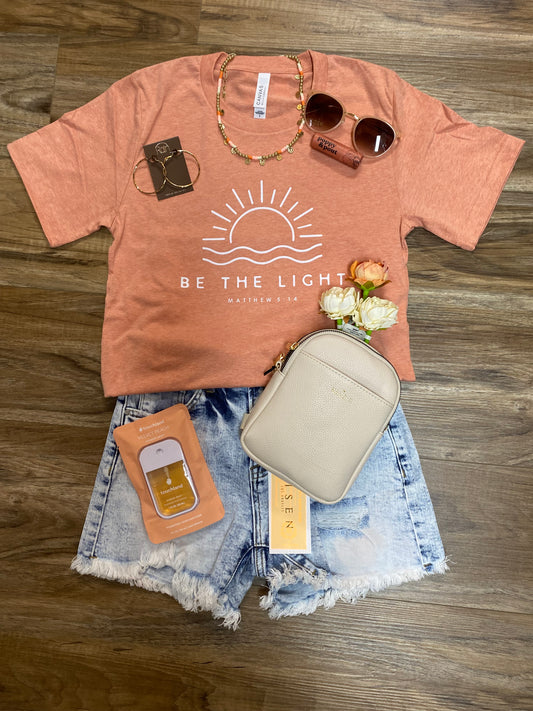 Be The Light (Mathew 5:14) Heather Sunset T-Shirt