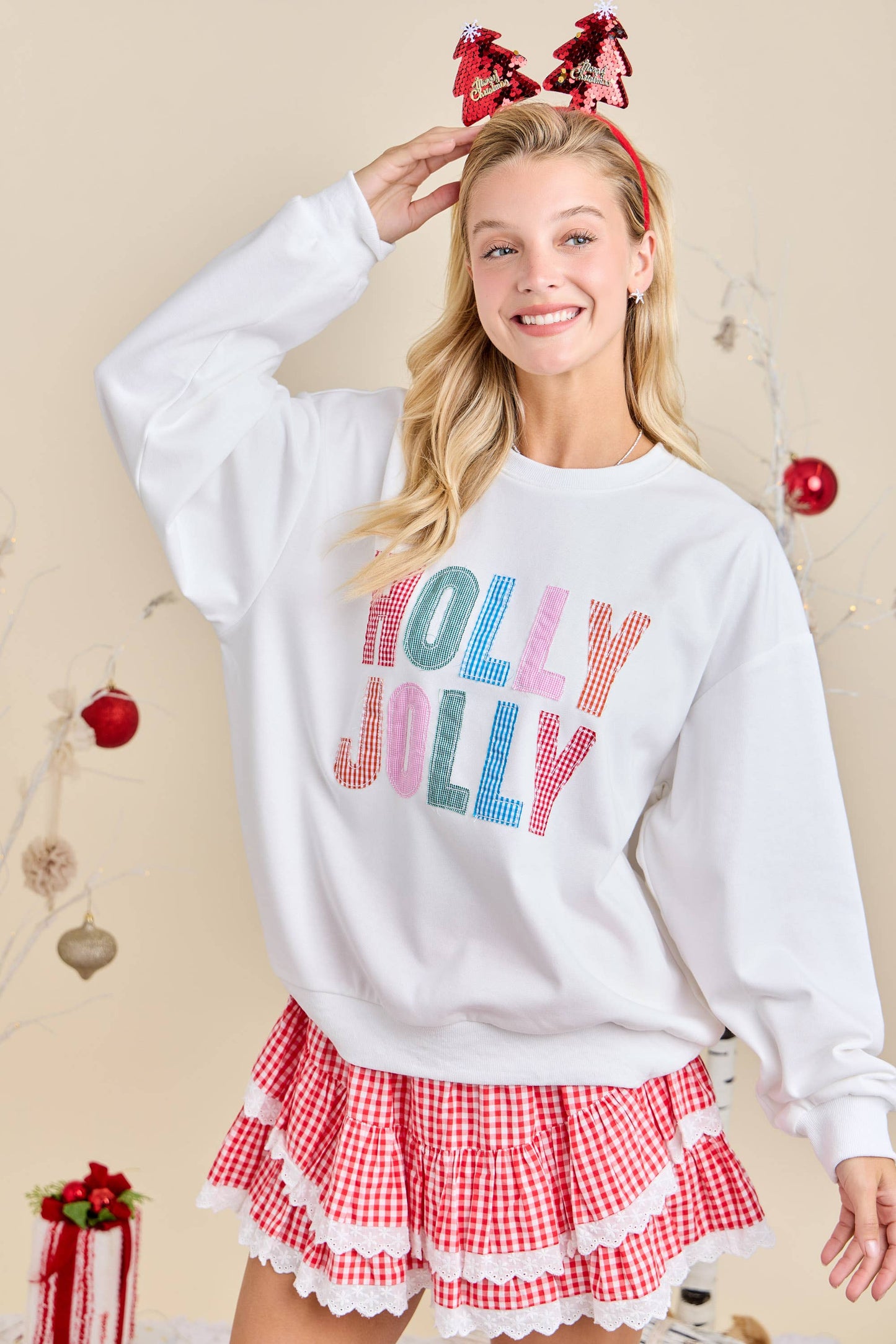 Main Strip - Holly Jolly Multicolor Gingham Pullover – Ready to Ship🎄