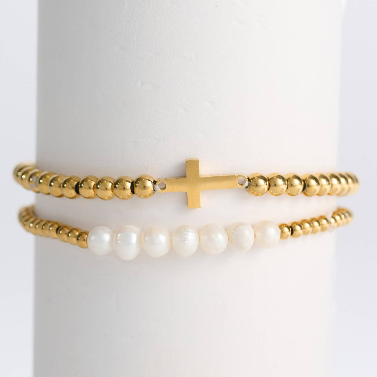 Howard's - Cross Bracelet Pearl Beaded Waterproof Narelle Duo Set