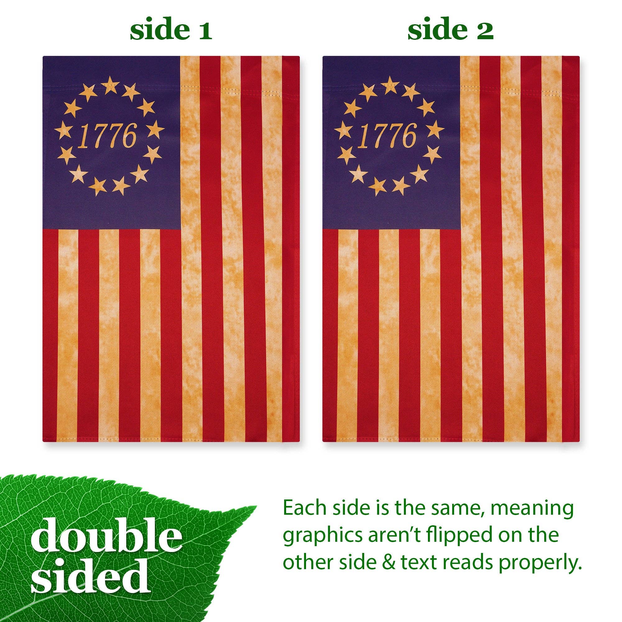 Betsy Ross 1776 Garden Flag Tea Stained Printed 12x18IN