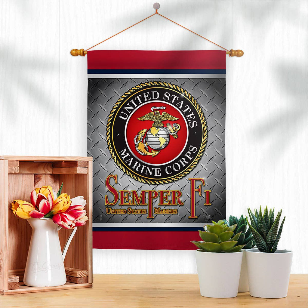 Semper Fi US Marine Armed Forces Military Corps Decor Flag Double Sided-Thick Fabric
