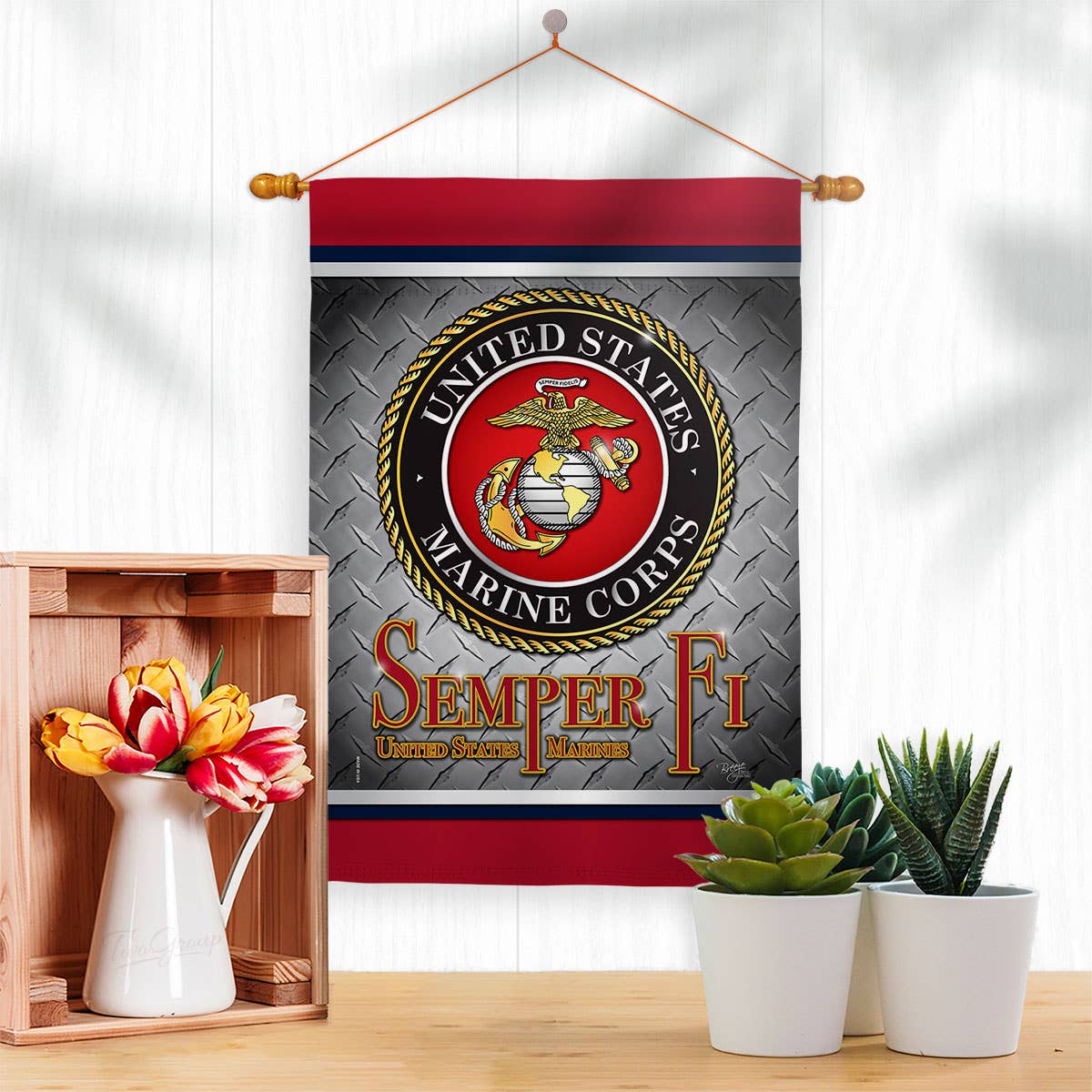 Semper Fi US Marine Armed Forces Military Corps Decor Flag Double Sided-Thick Fabric