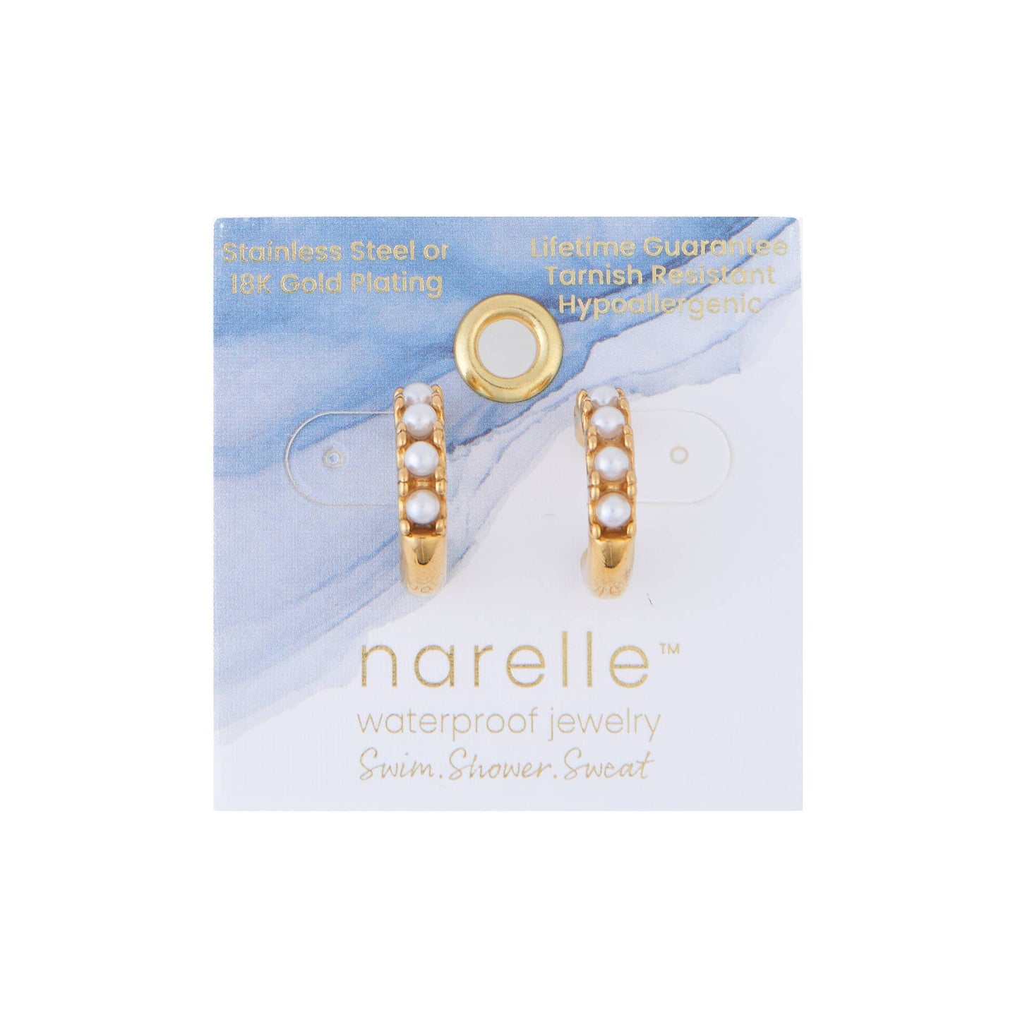 Howard's - Waterproof Earrings Pearl C-Hoop Gold & Stainless Steel