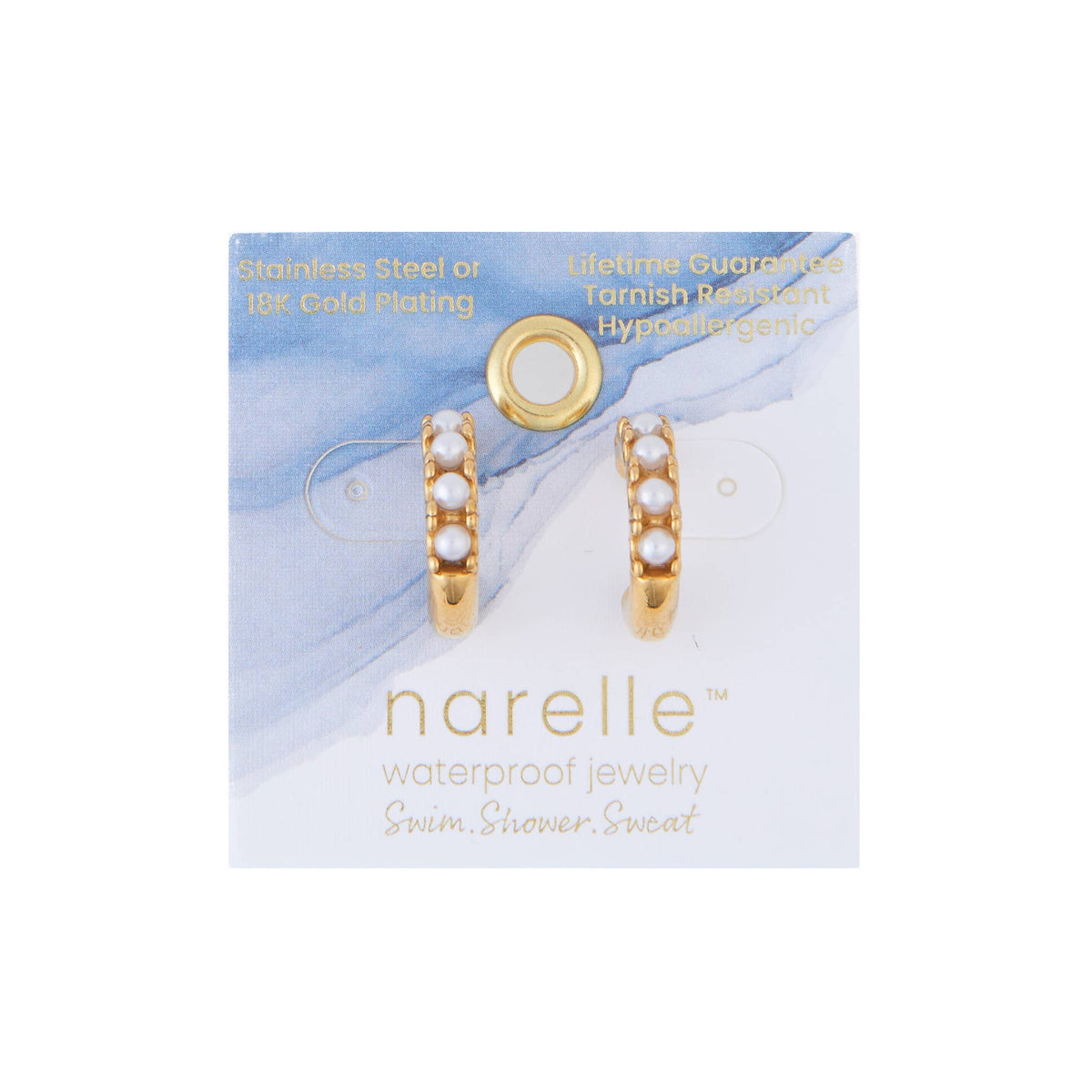 Howard's - Waterproof Earrings Pearl C-Hoop Gold & Stainless Steel