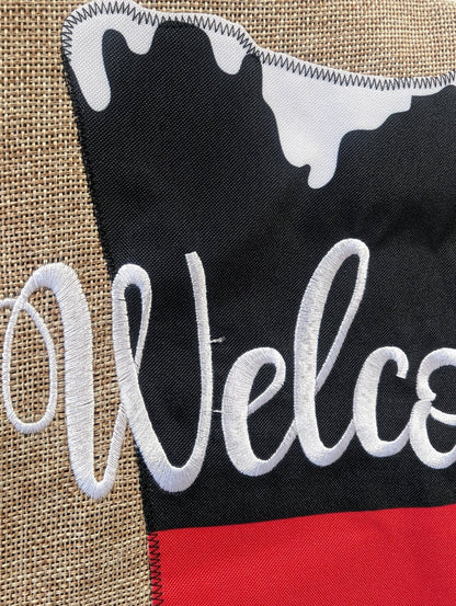 Christmas Decoration Snowman Top Hat Welcome Burlap 2-Sided Garden Flag 12.5x18"