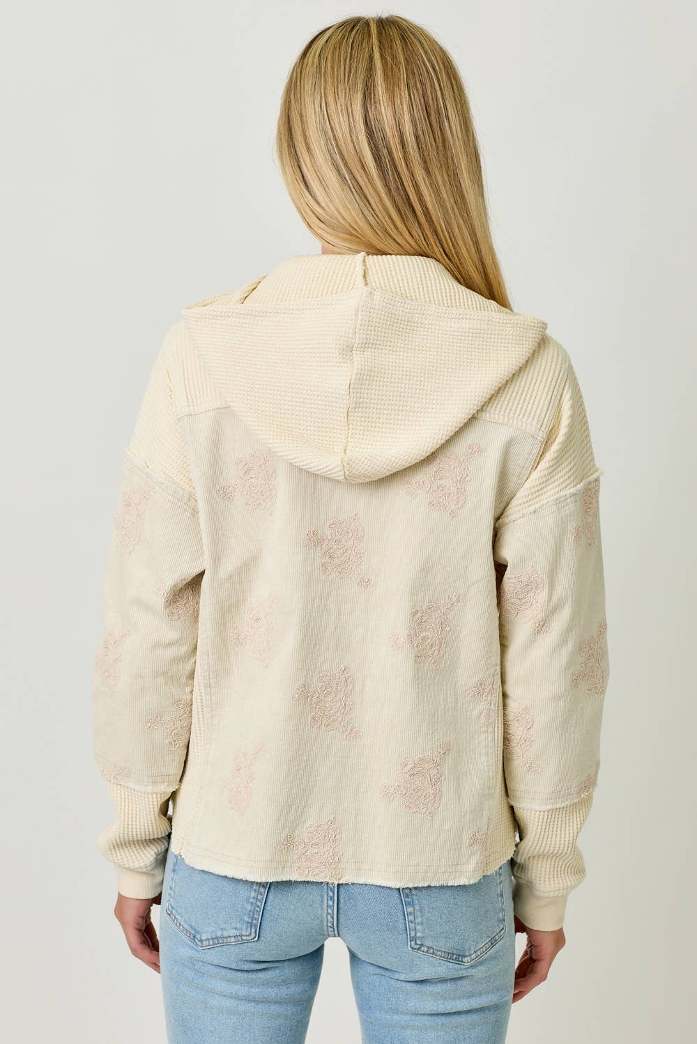 Festive Flower Embroidery Hoodie Jacket