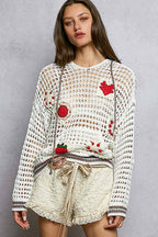 Pol Clothing - Handmade Granny Patch Cotton Hoodie Thin Sweater Top