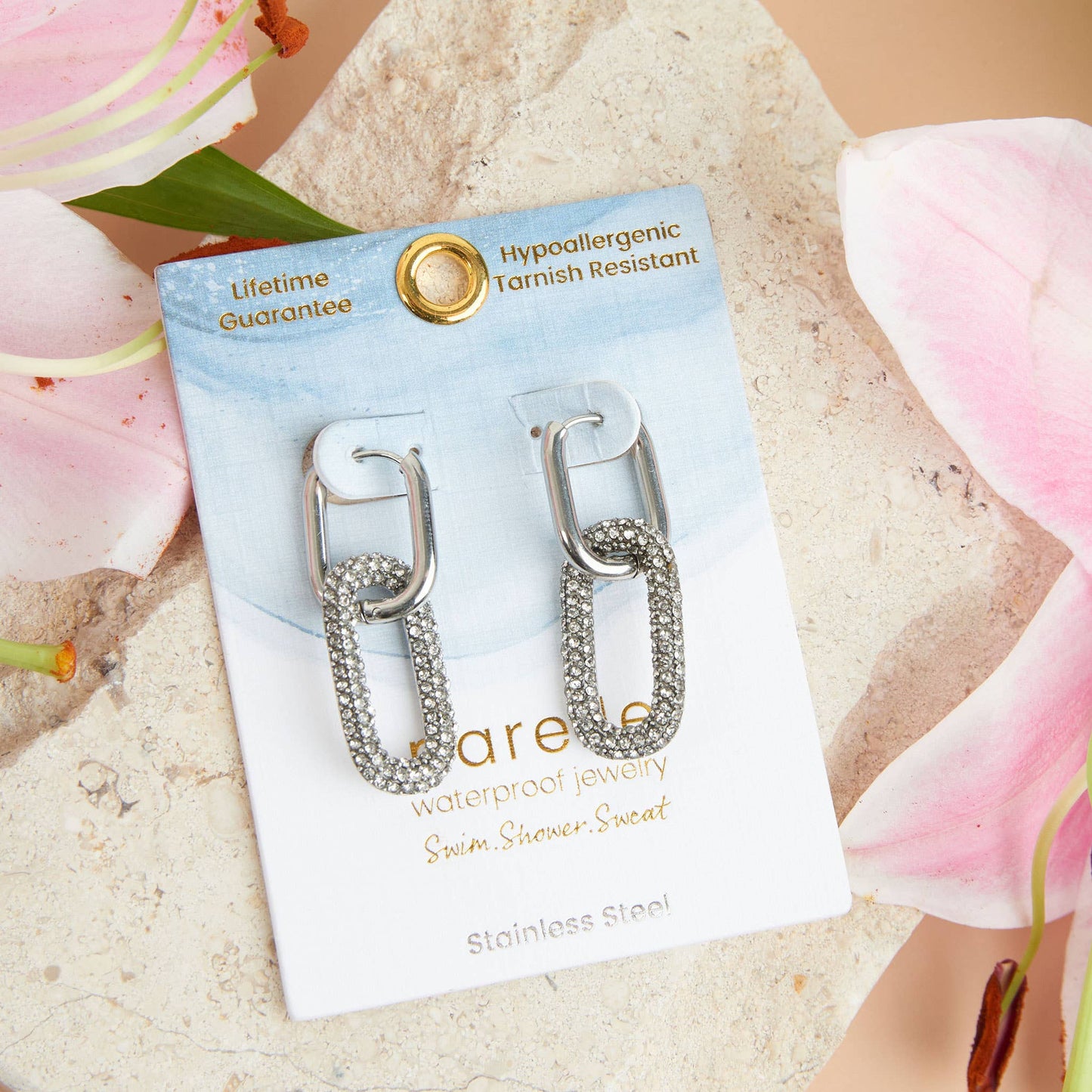 Howard's - Narelle Waterproof Pave Linked Hoop Earrings