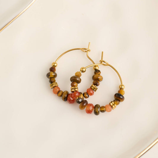Howard's - Hoop Earrings Gemstone Beaded Waterproof Narelle Gold
