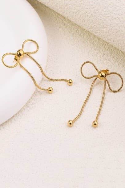 18K STAINLESS STEEL TARNISH FREE BOW EARRINGS |