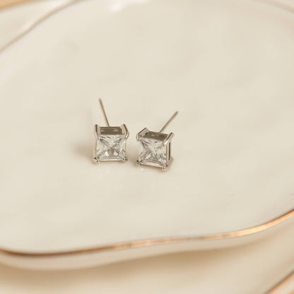 Howard's - Waterproof Earrings 6mm Square Cubic Zirconia Stud Narelle