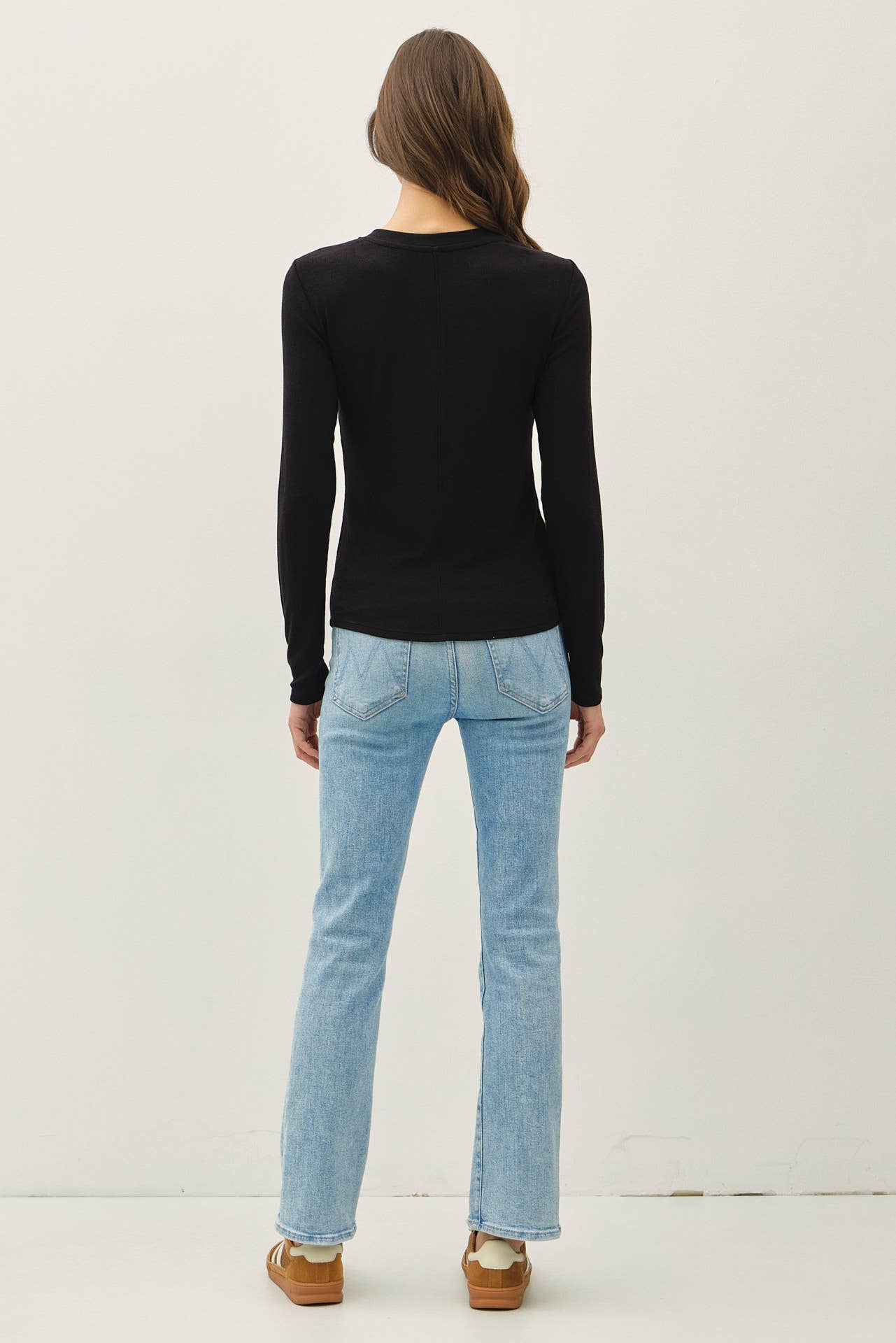 MODAL CLASSIC RIBBED LONGSLEEVE HENLEY BASIC TOP