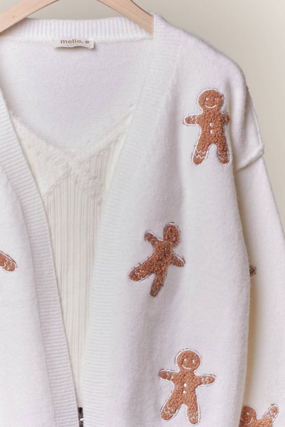 Mello. - Gingerbread Man Patch Cardigan