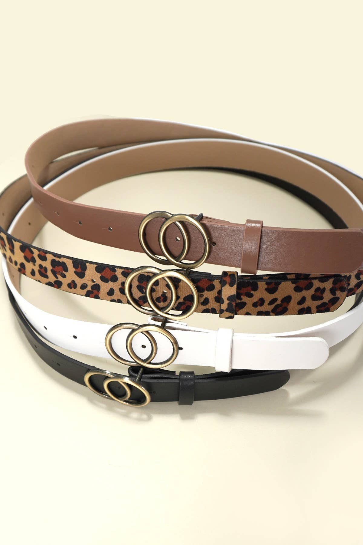 DOUBLE O BUCKLE FAUX LEATHER BELT |