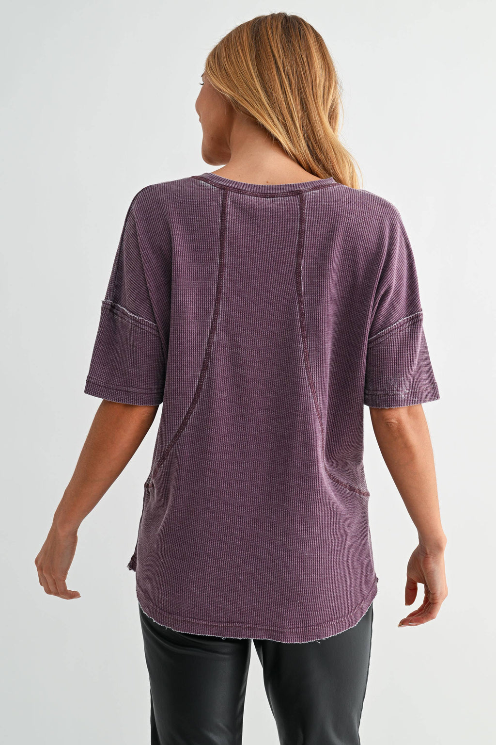 Cotton Blend Mineral Wash Waffle Short Sleeve Tee
