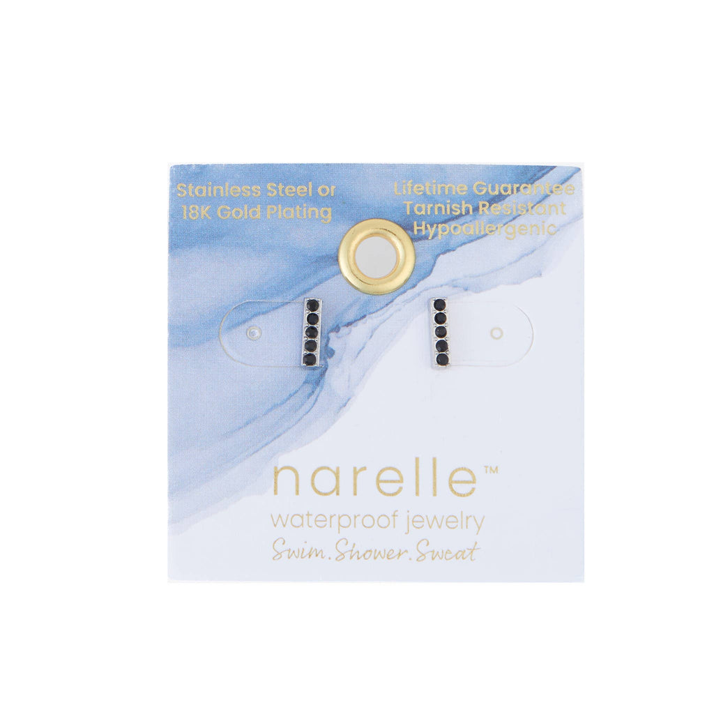 Howard's - Waterproof Earrings Crystal Bar Studs with Glass Gemstones