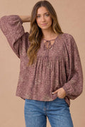 Haptics - Floral Crinkle Woven Peasant Blouse