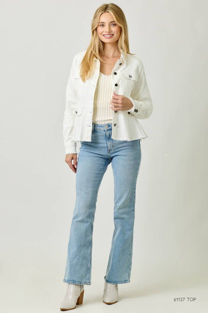 Alex Washed Denim Peplum Jacket
