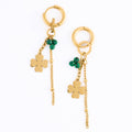 Howard's - Waterproof Earrings Clover Malachite Hoop Narelle Gold