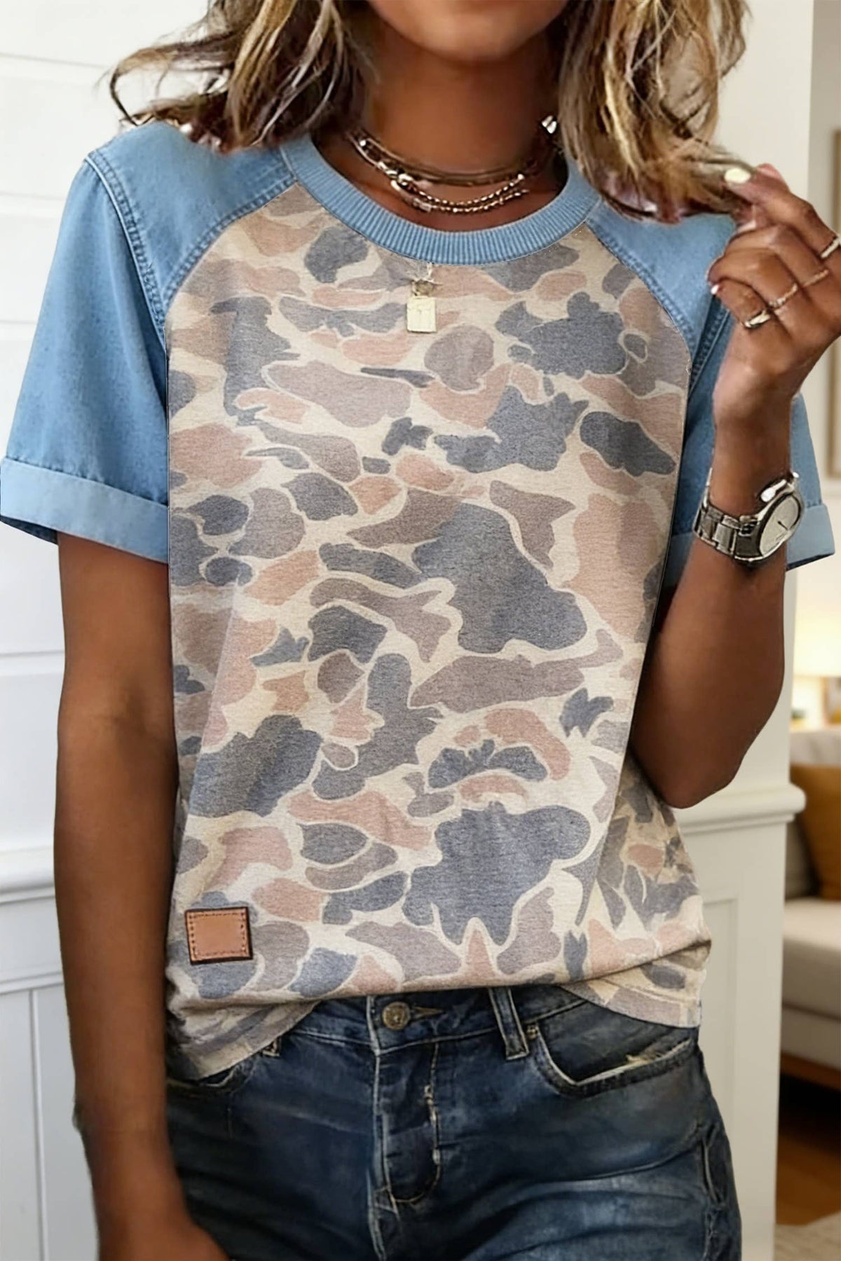 Fashion Camouflage Patchwork T Shirt