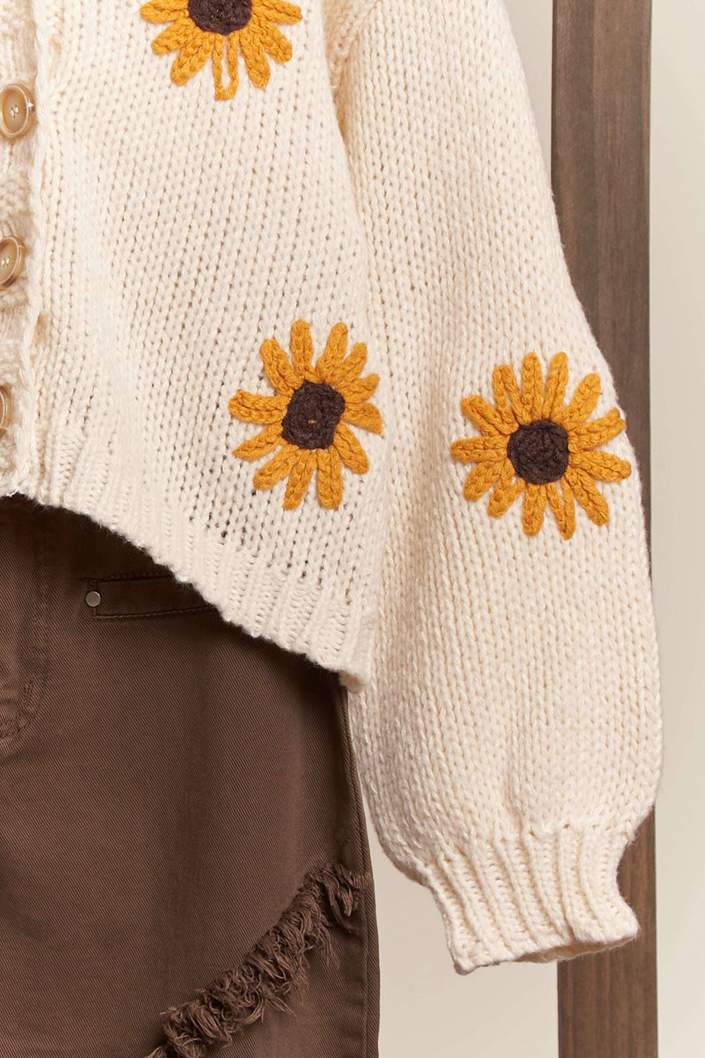 Mello. - Sunflower Embroidered V Neck Cardigan
