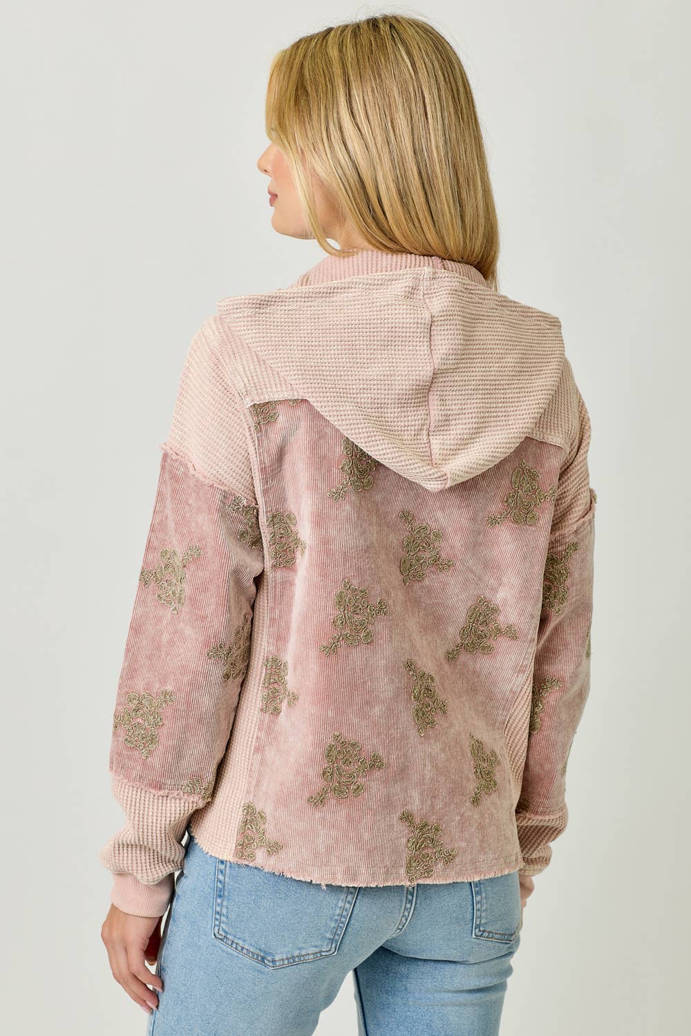 Festive Flower Embroidery Hoodie Jacket