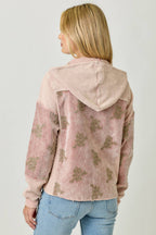 Festive Flower Embroidery Hoodie Jacket