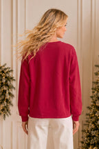Holly Jolly Patchwork Graphic Holiday Sweatshirt-Main Strip