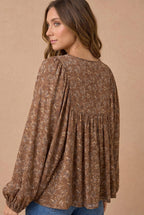 Haptics - Floral Crinkle Woven Peasant Blouse