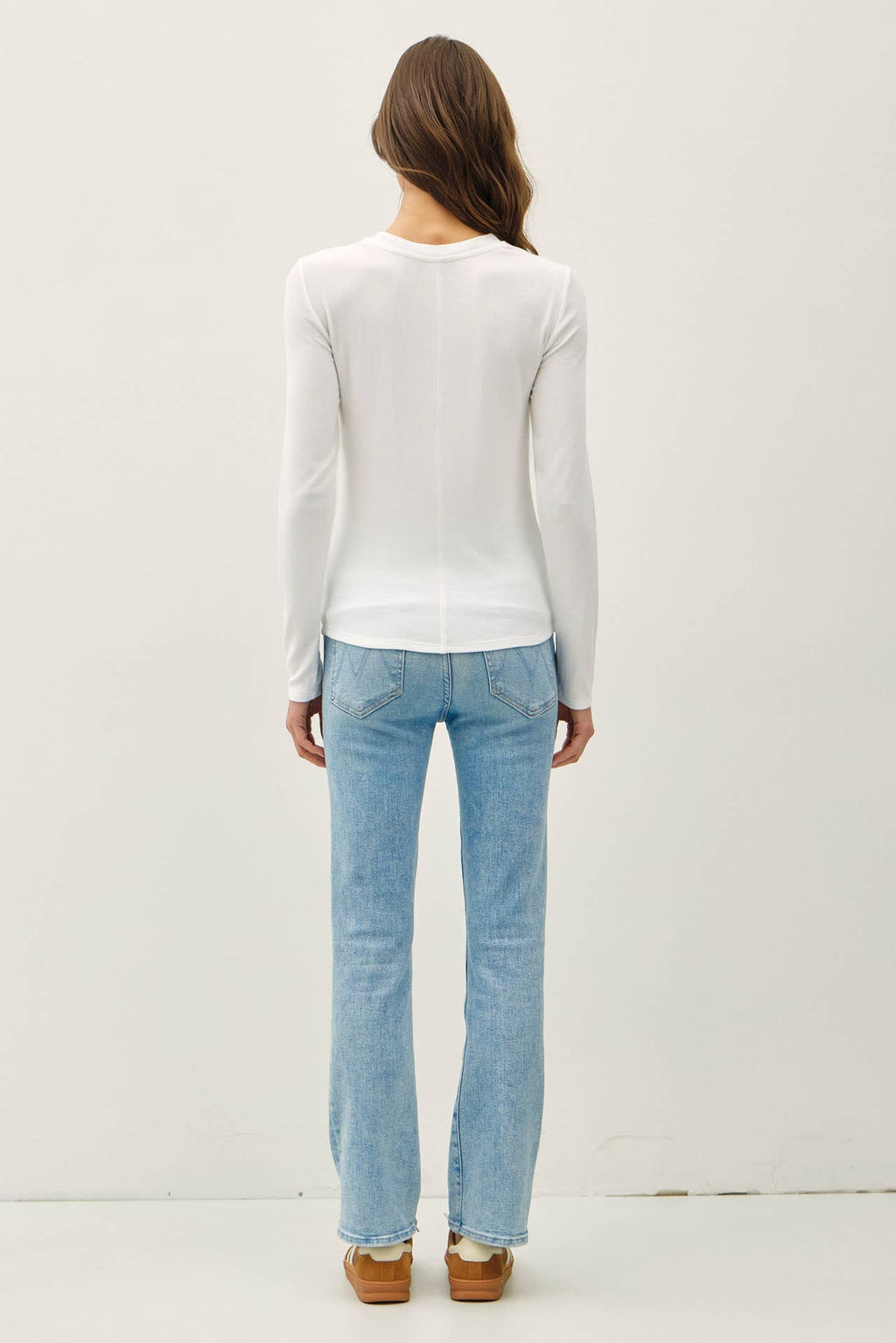 MODAL CLASSIC RIBBED LONGSLEEVE HENLEY BASIC TOP