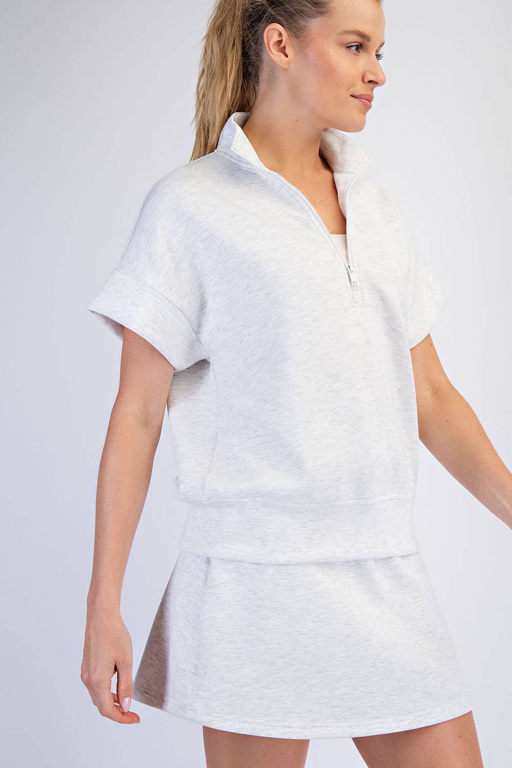 Rae Mode - MODAL SCUBA QUARTER ZIP SHORT SLEEVE TOP